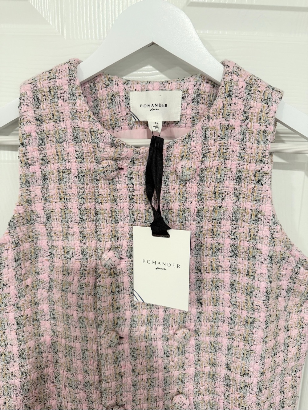 NWT Tuckernuck Pomander Place Pink Quiet Luxury Preppy Tweed Medium Shift Dress - Picture 3 of 8
